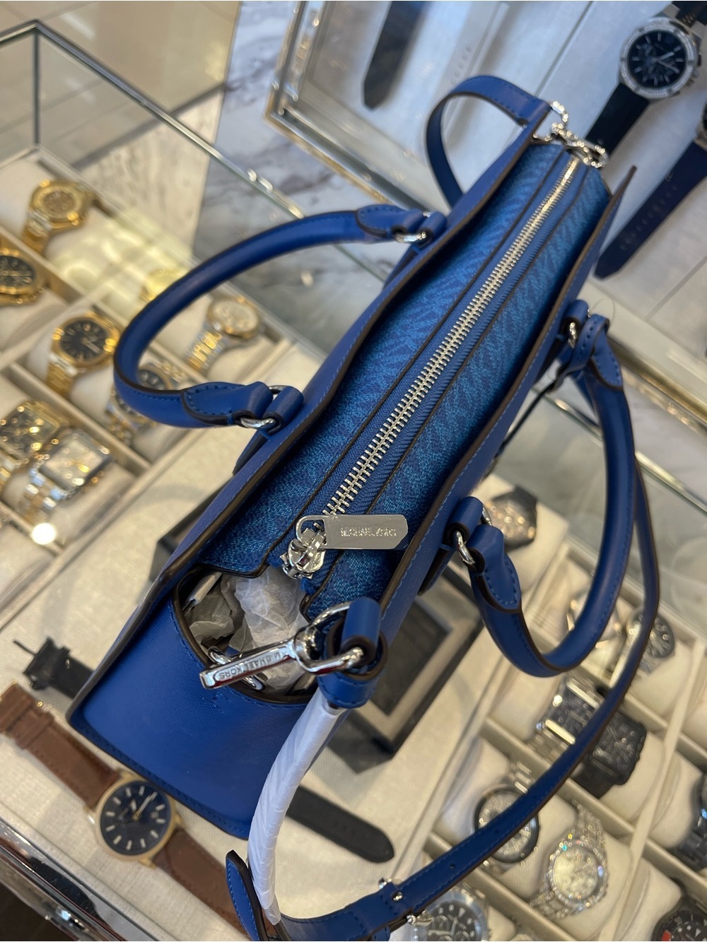 MICHAEL KORS Arden Md Top-Zip EW Leather Tote Crossbody Satchel
Galaxy Blue
NWT - Picture 13 of 16